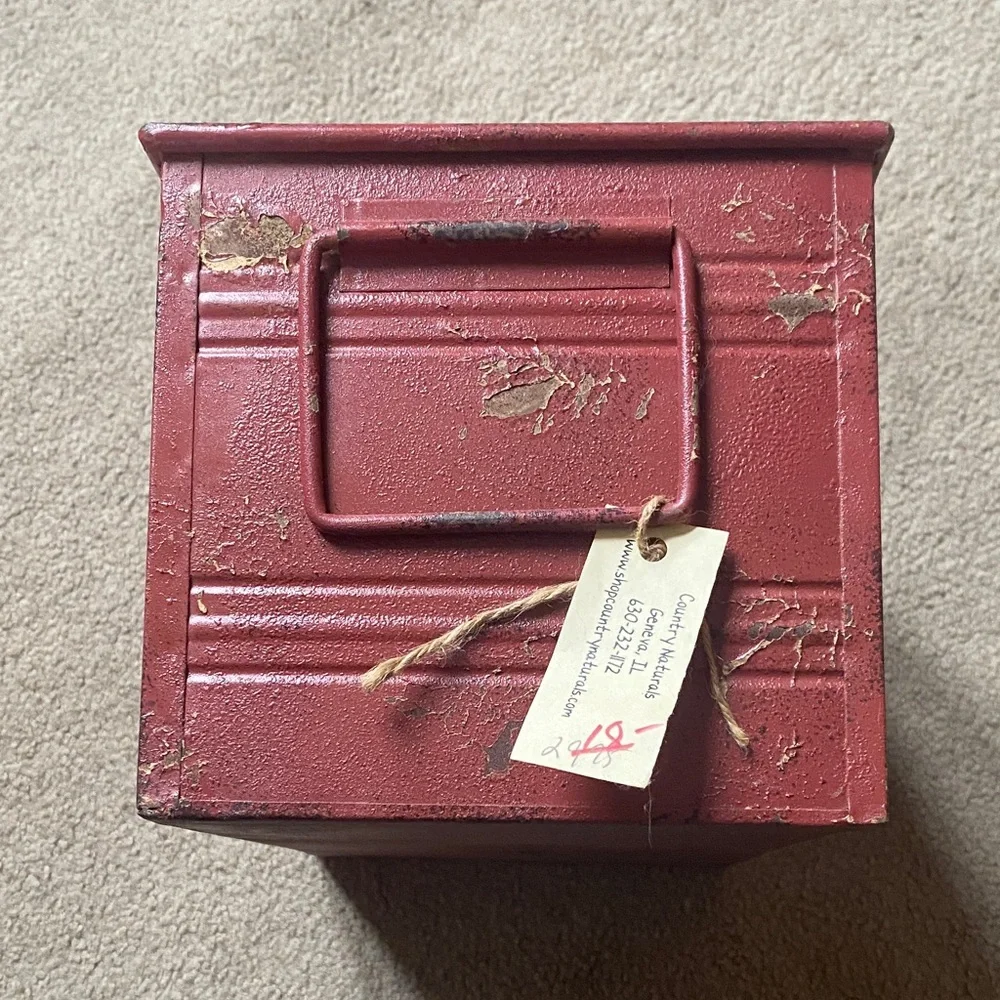 Red Vintage-Style Metal Storage Box e Co Op